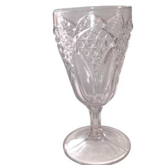 Vintage Imperial Tulip & Cane Glass Goblet #9 Pecorah Malvern Clear Glass EAPG - Picture 3 of 9